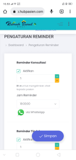 Aplikasi Reminder Follow Up Pasien via Whatsapp Saat Pengaturan Reminder
