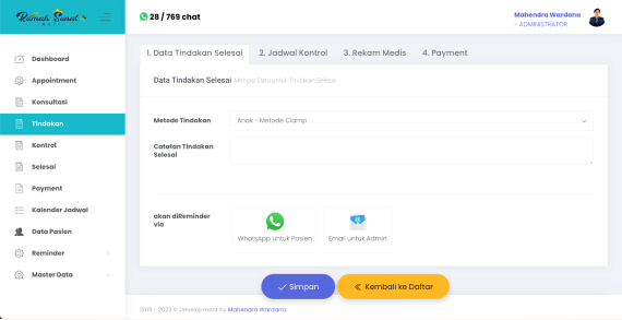 Aplikasi Reminder Follow Up Pasien via Whatsapp Saat Data Tindakan Selesai