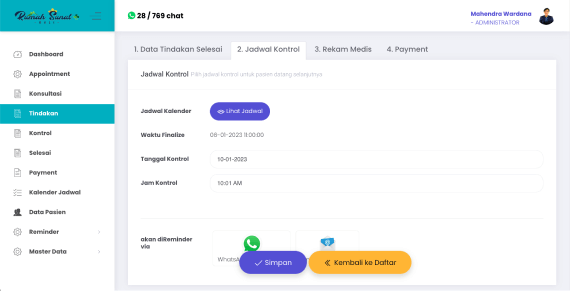 Aplikasi Reminder Follow Up Pasien via Whatsapp Saat Jadwal Kontrol Tindakan