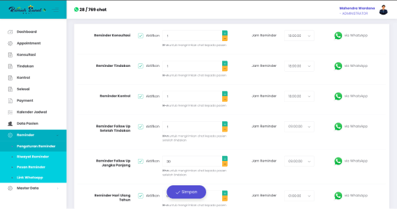 Aplikasi Reminder Follow Up Pasien via Whatsapp Saat Pengaturan Reminder