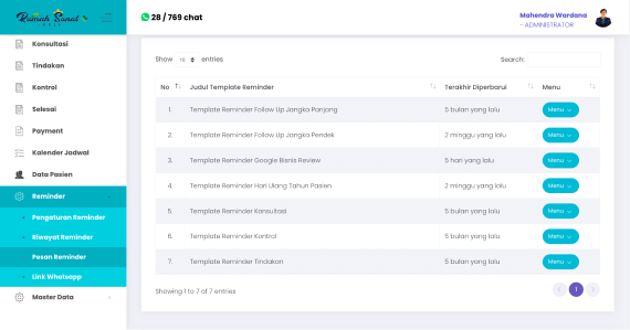 Aplikasi Reminder Follow Up Pasien via Whatsapp Saat Pesan Reminder